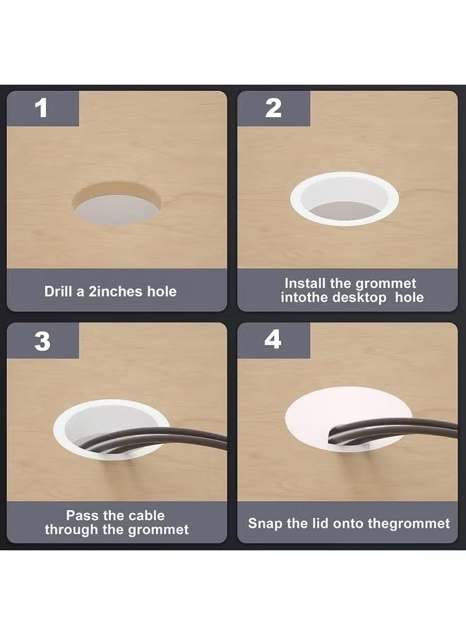 CGSYJ 2 Inch 6 Pcs Desk Grommets Kit, White Hole Covers, Plastic Grommet for Wiring, Cable, Cord, Furniture - Image 5