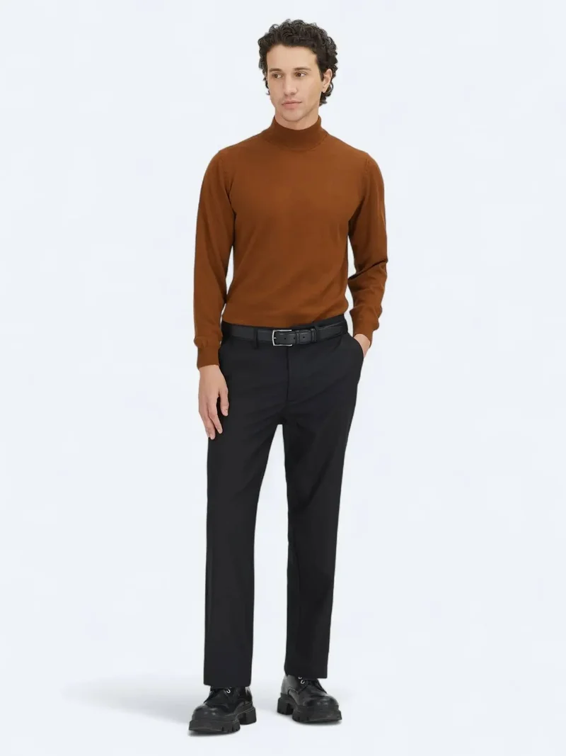 Kip Black Weaving Regular Fit Casual Trousers