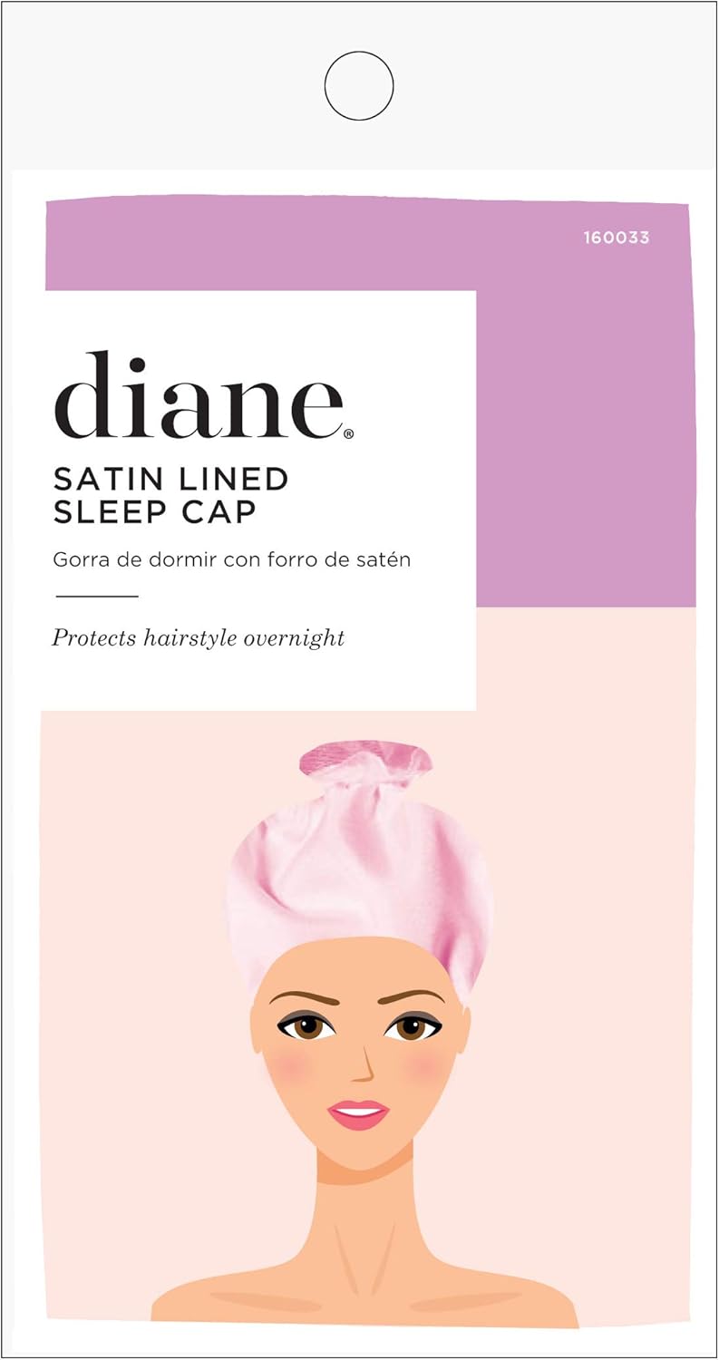 Diane Satin Lined Sleep Cap in Pink - Adjustable Hair Protection - Image 2