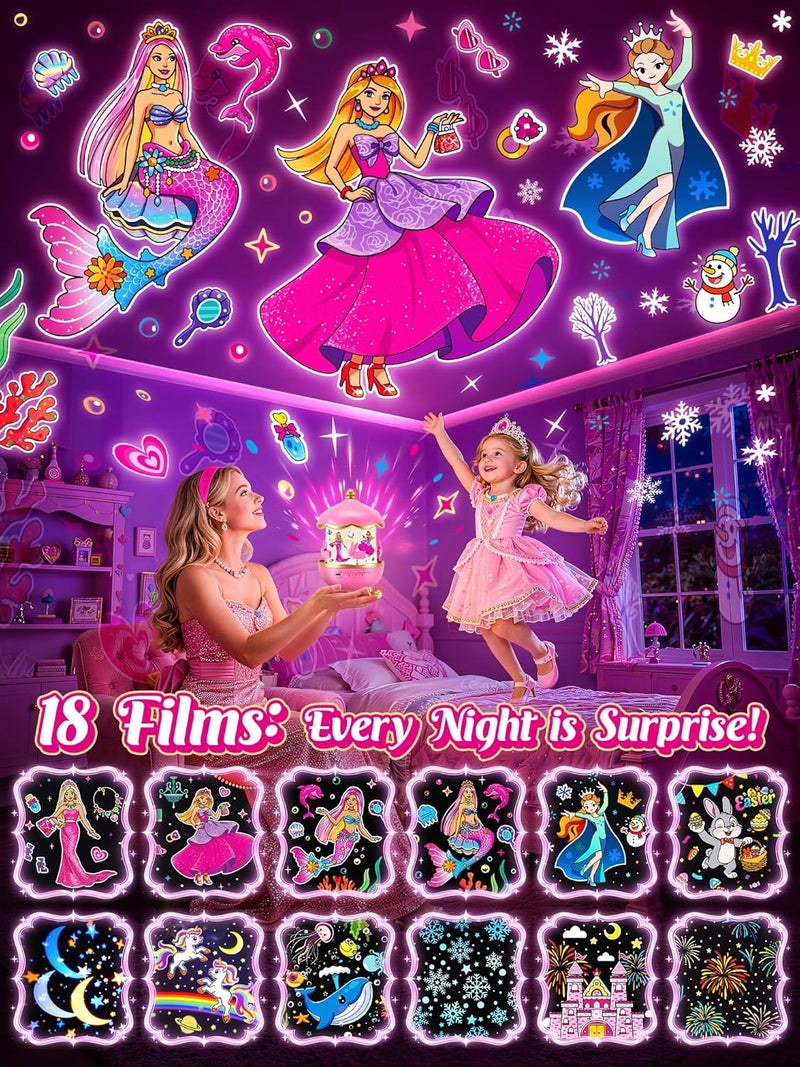 One Fire Princess Night Light Projector with 18 Films and 15 Soothing Sounds for Kids - Image 3