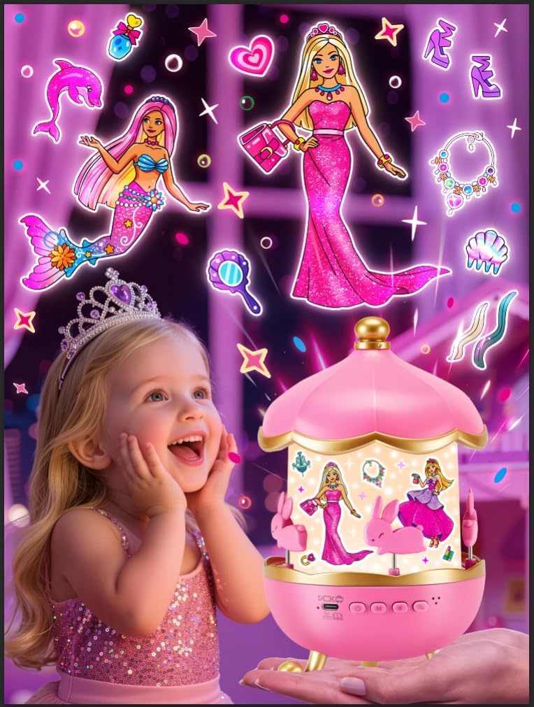One Fire Princess Night Light Projector with 18 Films and 15 Soothing Sounds for Kids - Image 1