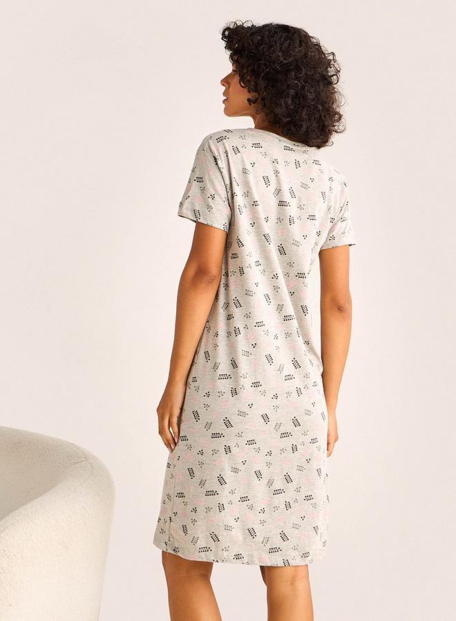 Splash FAV Night Dress Short Sleeves Printed - Image 3