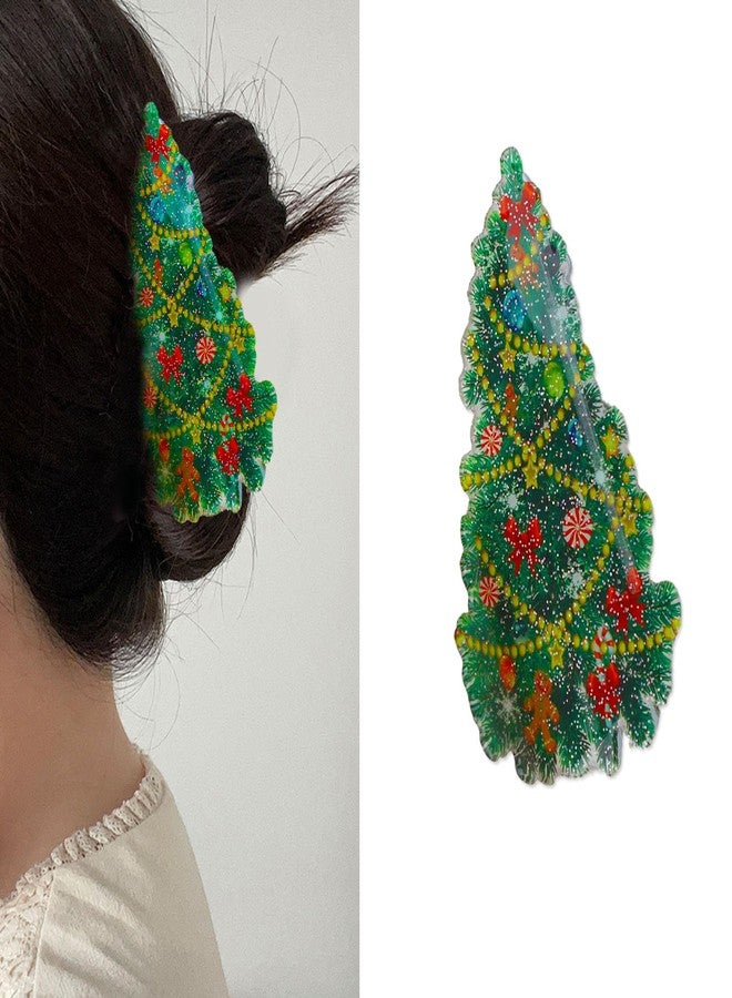 ZEYER Christmas Hair Clips Christmas Green Claw Clips Christmas Tree Hair Claw Clips for Thin/Thick Hair Style Acrylic Hair Accessories for Women Christmas Decor 1PCS - Image 1