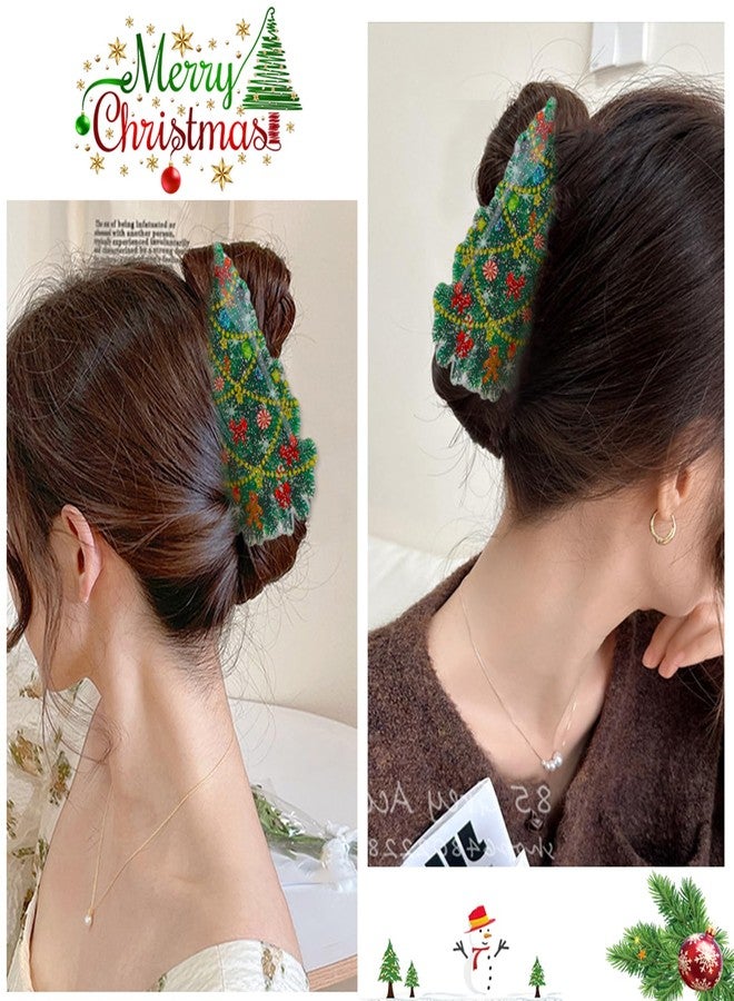 ZEYER Christmas Hair Clips Christmas Green Claw Clips Christmas Tree Hair Claw Clips for Thin/Thick Hair Style Acrylic Hair Accessories for Women Christmas Decor 1PCS - Image 3