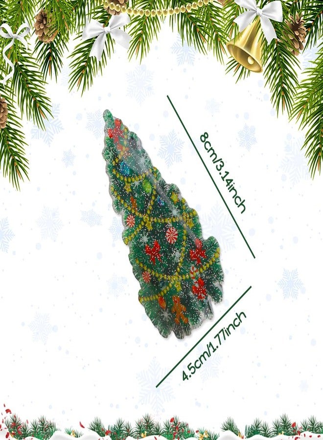 ZEYER Christmas Hair Clips Christmas Green Claw Clips Christmas Tree Hair Claw Clips for Thin/Thick Hair Style Acrylic Hair Accessories for Women Christmas Decor 1PCS - Image 4