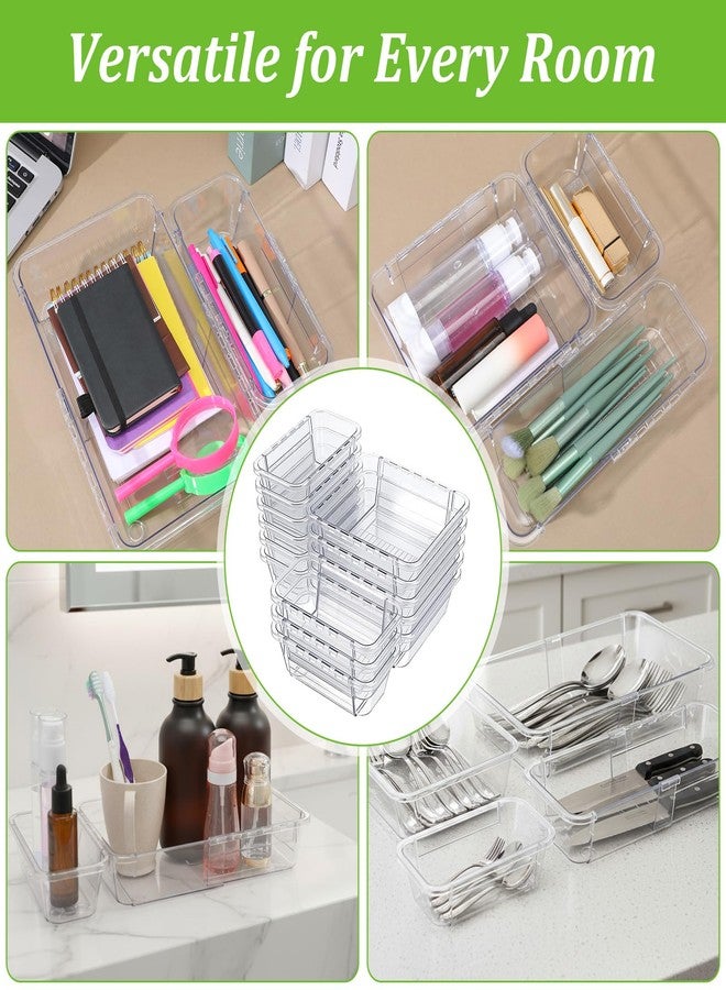 xozeooeu 15-Piece Extendable Drawer Organizer Set, 2-Size Adjustable Clear Plastic Storage Bins for Bathroom Vanity, Makeup, Kitchen Utensils & Office Supplies - Image 5