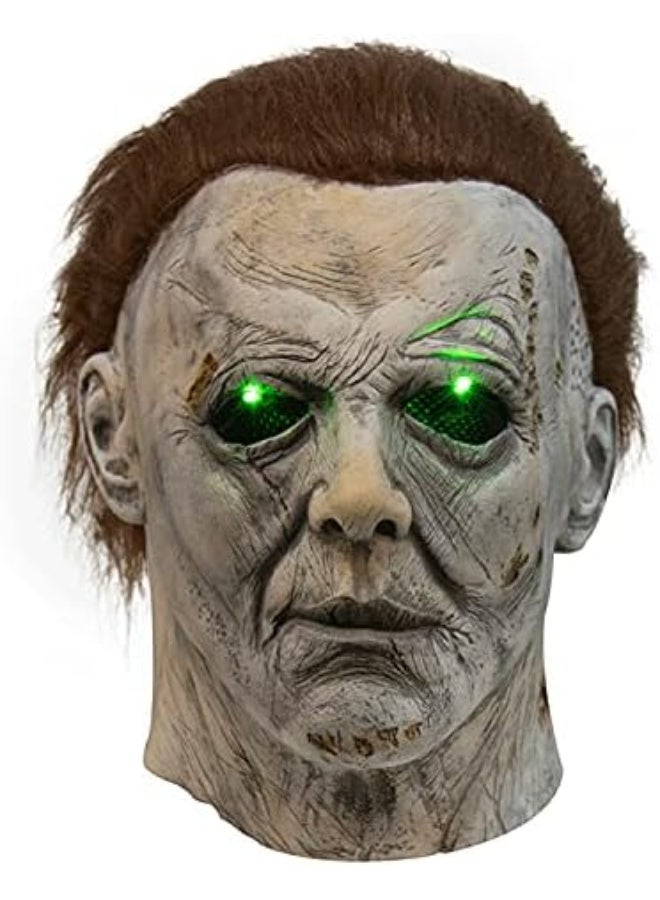 HI-FINE Halloween Michael Myers Mask, Scary Halloween Mask with Glowing Green Eyes, Creepy Cosplay Mask, Perfect for Gothic Themed Parties - Image 1