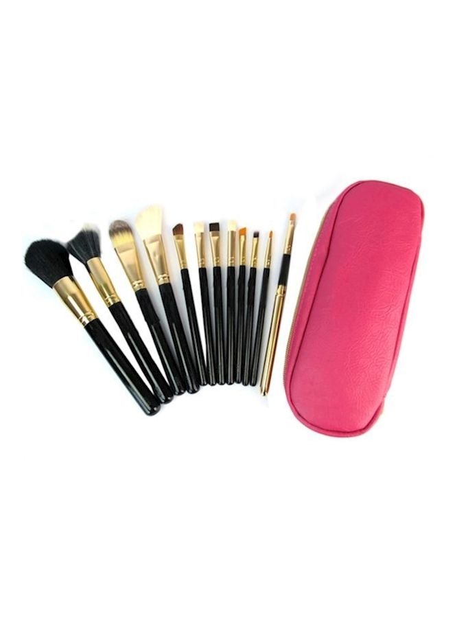 Loquat 12-Piece Makeup Brush Set With Pouch Black