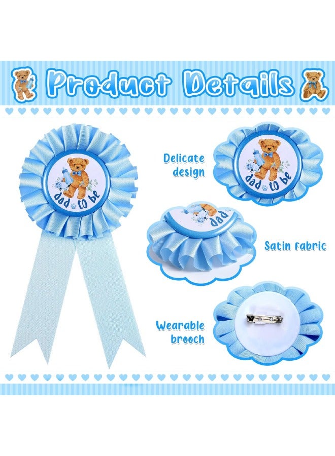 4-Piece Bear Theme Blue Mom to Be Sash, Baby Shower Dad to Be Pin and Flower Crown Headband Set for Gender Reveals Party, Baby Shower Party Favors Decorations for Boys and Girls, Pregnancy Photo Props Keepsake Gifts - Image 5