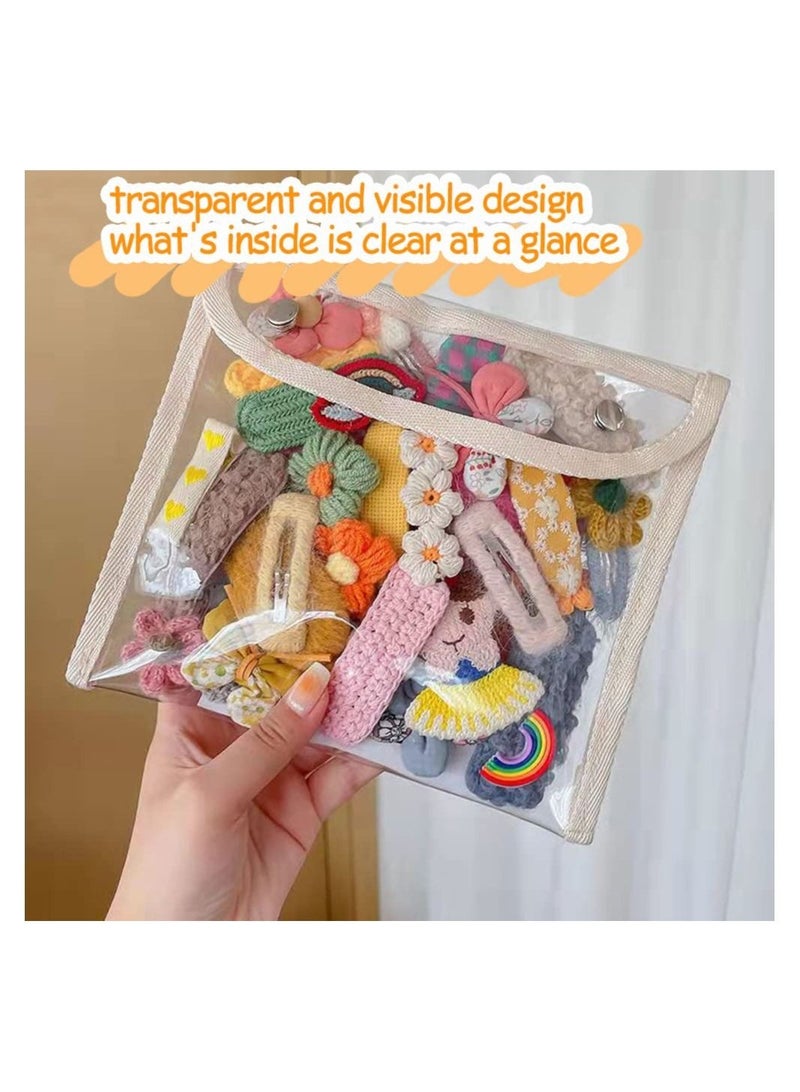 Loquat 2 Pack Transparent Pencil Stationery Storage Bag, Large Capacity Student PVC Snap File Bag, Multipurpose Travel Marker Bags for Office Supplies Accessories - Image 5