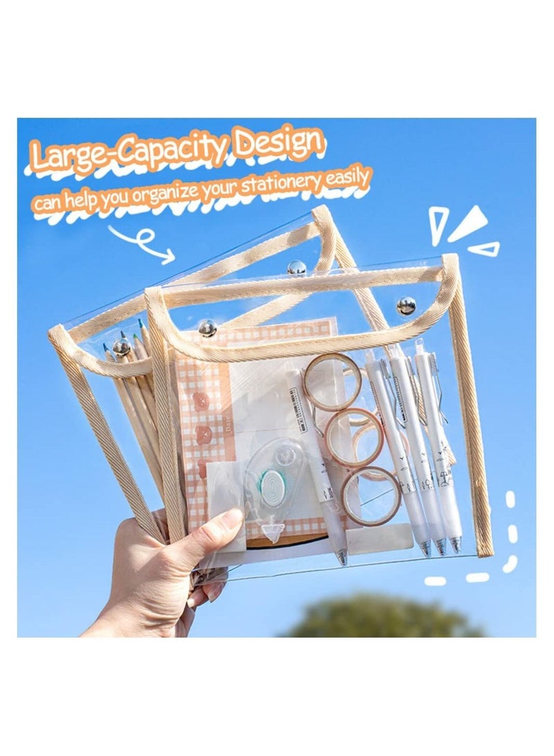 Loquat 2 Pack Transparent Pencil Stationery Storage Bag, Large Capacity Student PVC Snap File Bag, Multipurpose Travel Marker Bags for Office Supplies Accessories - Image 4