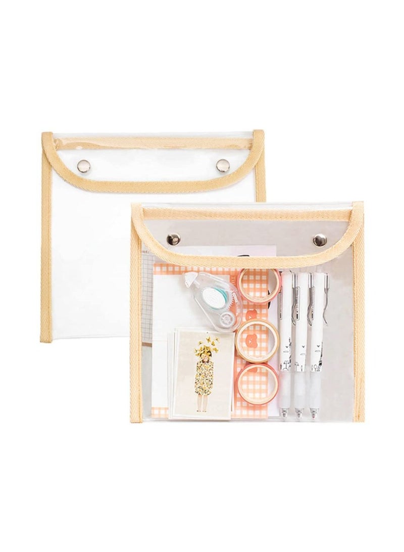 Loquat 2 Pack Transparent Pencil Stationery Storage Bag, Large Capacity Student PVC Snap File Bag, Multipurpose Travel Marker Bags for Office Supplies Accessories - Image 1