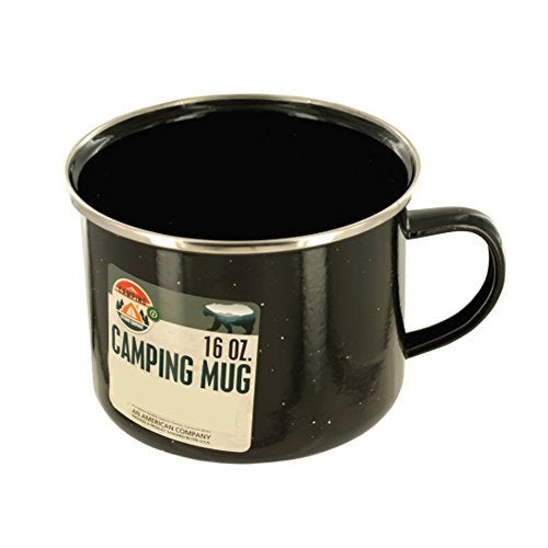 bulk buys OL584 Enamel Camping Mug, Black/Silver - Image 2