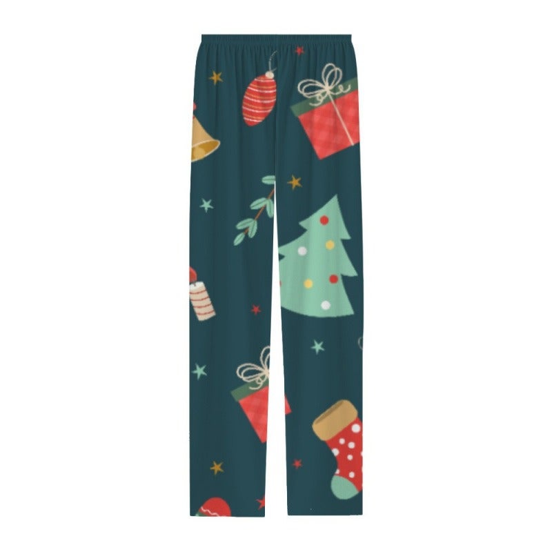 2026 European and American Style Cotton-Like 3D Printed Striped Pants - Comfortable Breathable Home Sleepwear for Christmas