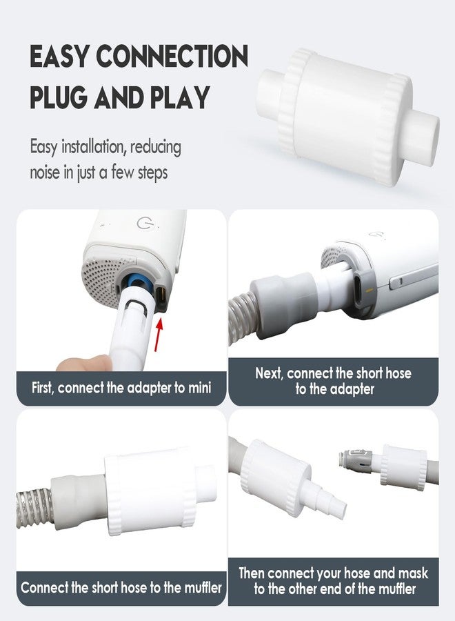 كاتم صوت جهاز التنفس CPAP لجهاز AirMini مع محول خرطوم CPAP، إسفنجة ماصة للضوضاء، نوم هادئ أثناء السفر، مانع لتسرب الهواء - المحول مناسب للأنابيب القياسية العالمية بقطر 22 مم - Image 3