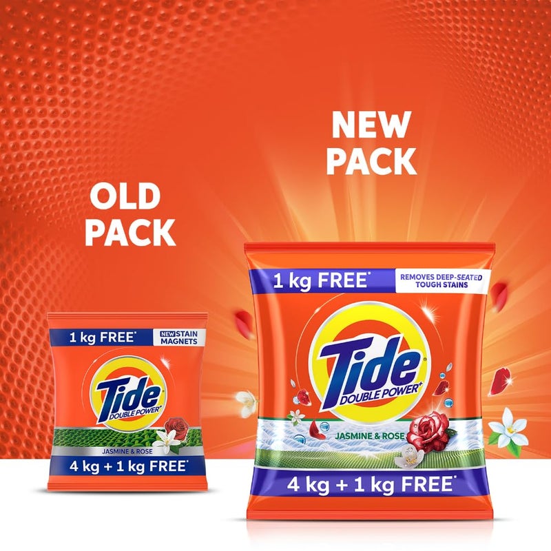 Tide Plus Double Power Detergent Washing Powder - 4 kg + 1 Kg Free (Jasmine and Rose) - Image 3