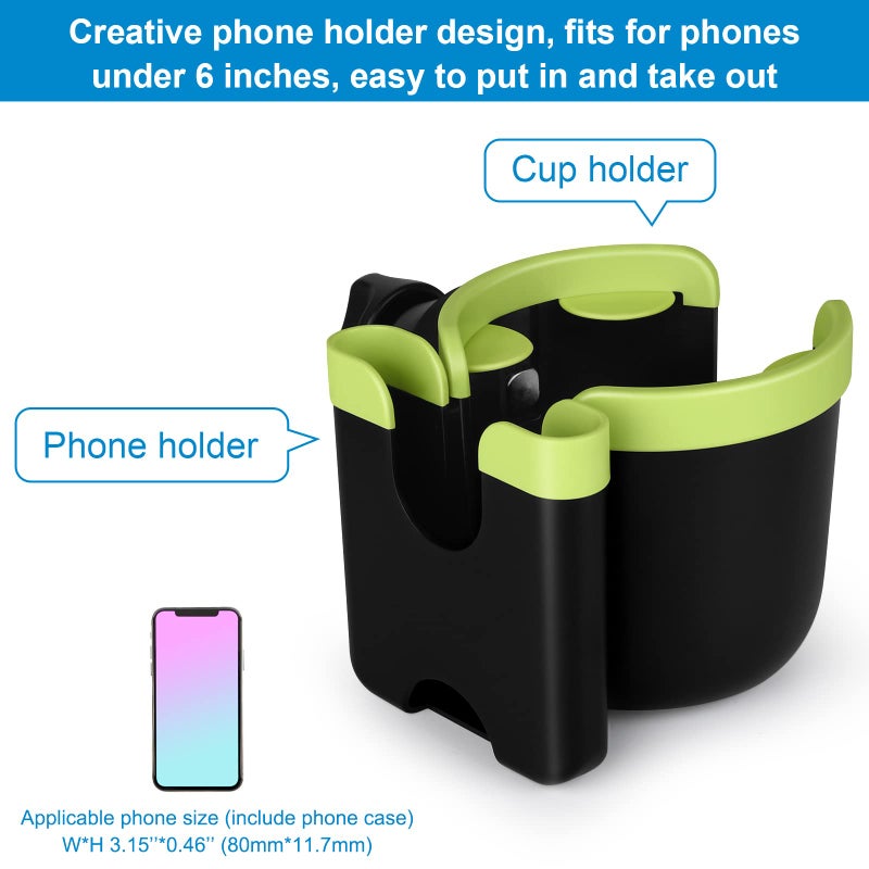 Accmor Stroller Cup Holder with Phone Holder, Bike Cup Holder, Universal Cup Holder for Uppababy Nuna Doona Strollers, 2-in-1 Cup Phone Holder for Stroller, Bike, Wheelchair, Walker, Scooter - Image 3