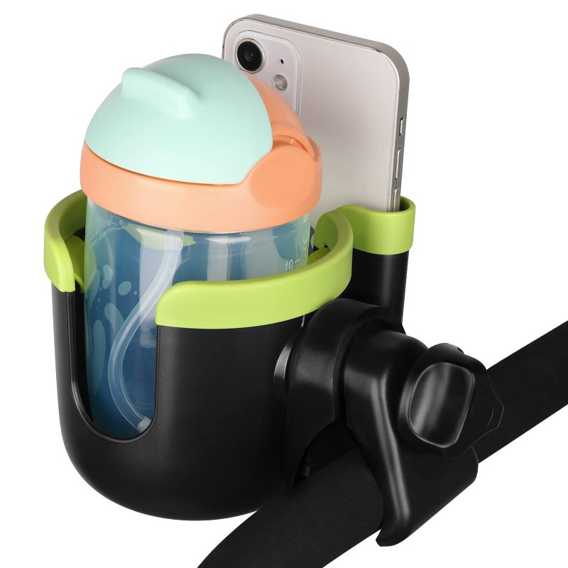 Accmor Stroller Cup Holder with Phone Holder, Bike Cup Holder, Universal Cup Holder for Uppababy Nuna Doona Strollers, 2-in-1 Cup Phone Holder for Stroller, Bike, Wheelchair, Walker, Scooter - Image 2