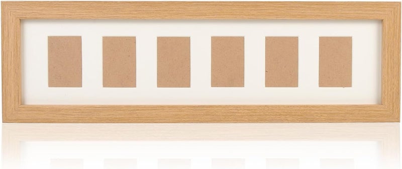 SECFOU Keepsake Picture Frame 6-hole Newborn Tabletop Photo Display Holder for First Year Memory and Growth Record, Wooden Desktop Photo Decoration for Milestone - Image 1