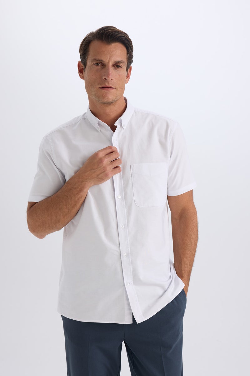 DeFacto Man Regular Fit Polo Collar Oxford Short Sleeve Shirt - Image 3