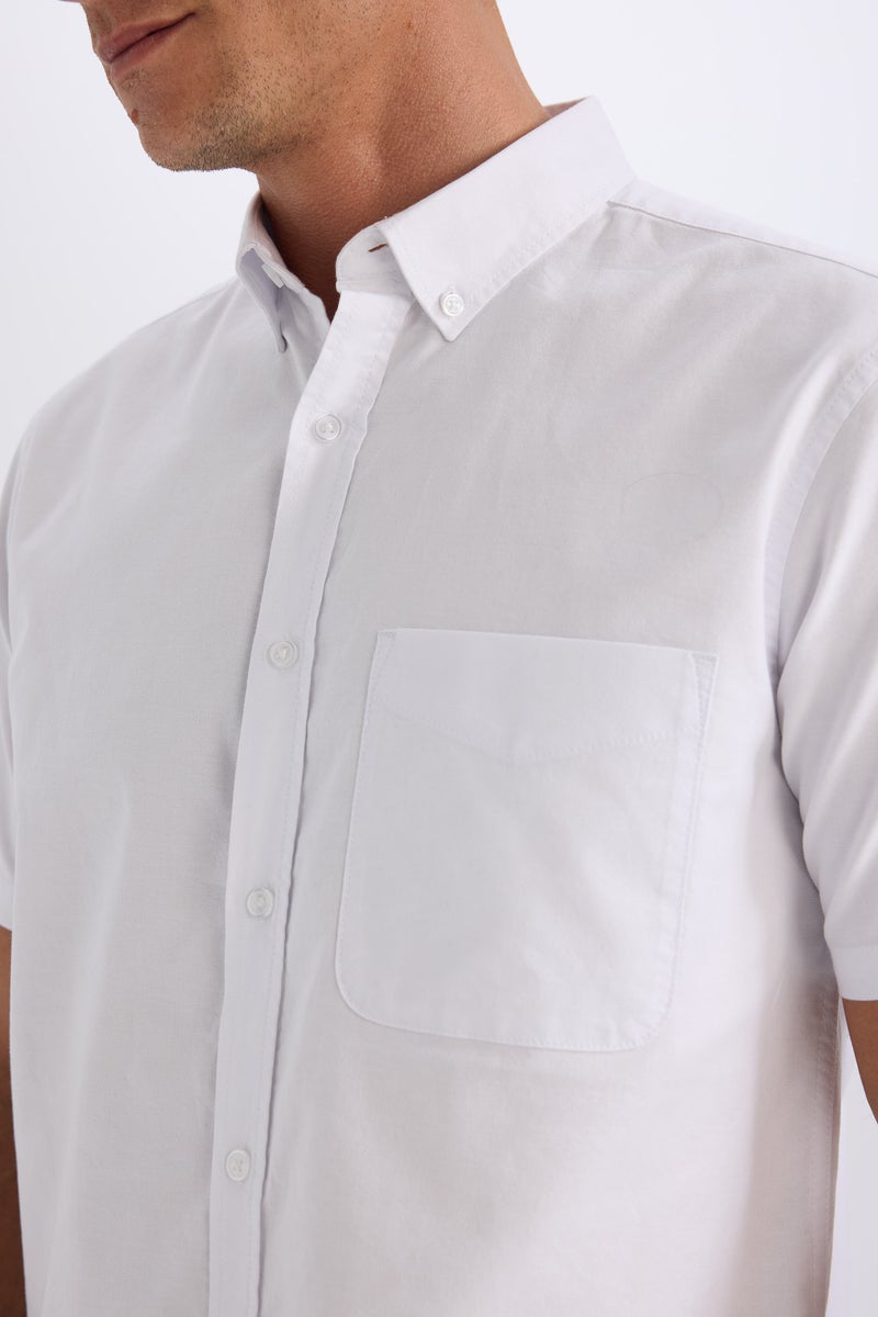 DeFacto Man Regular Fit Polo Collar Oxford Short Sleeve Shirt - Image 5