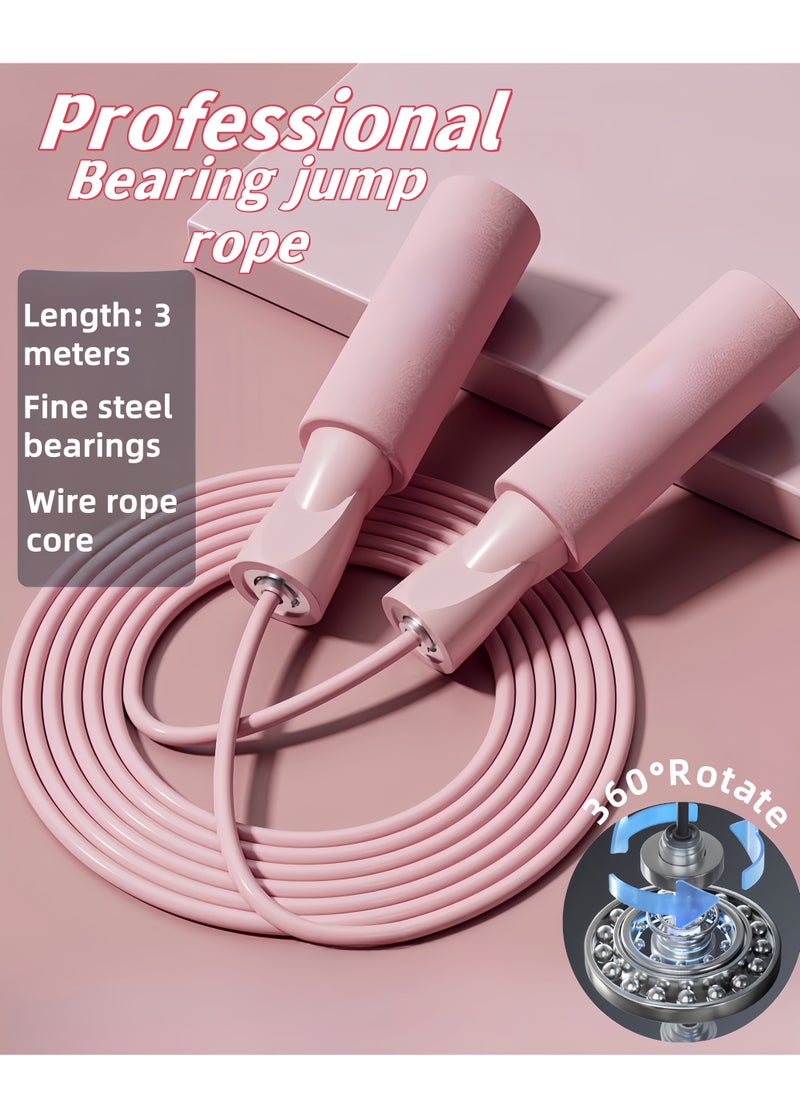 Generic Professional Steel Wire Jump Rope, Adjustable Steel Cable And Ball Bearing High Speed ​​Jump Rope, 3M Rope Length and 360°Rotate for Indoor Outdoor Exercise For Skipping Workout, Fitness, Sports (Pink)  - Image 1