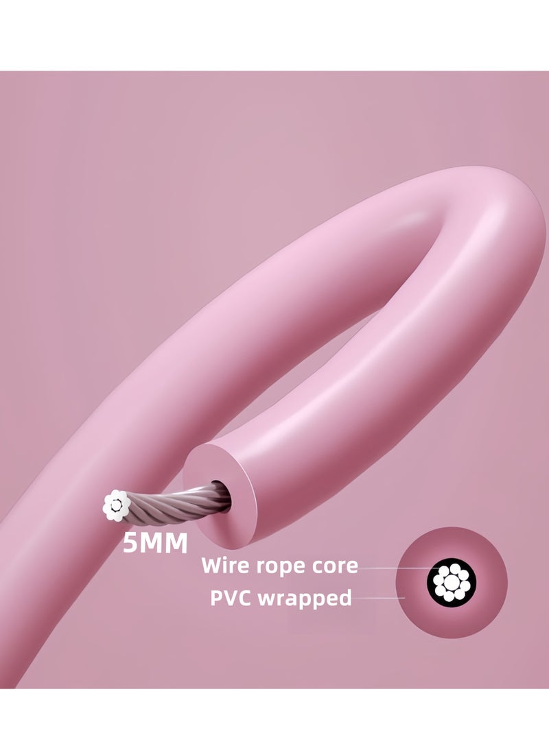 Generic Adjustable Speed Heavy Weighted Steel Professional Steel Wire Jump Rope|Ball Bearing High Speed Jump Rope|Heavy Skipping Rope PVC Weighted Speed Exercise Jump Rope|360 Degree rotation 3M Rope Length (Pink) - Image 3