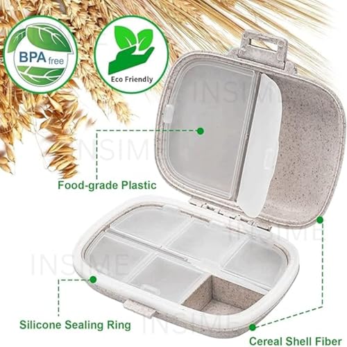 INSIME Medicine Box for Travel with 8 Compartments | Airtight Medicine Pill Organizer Box small Pocket Size 3 Times a day | Daily Weekly Tablets Box Organiser Home Daily Use - Image 4