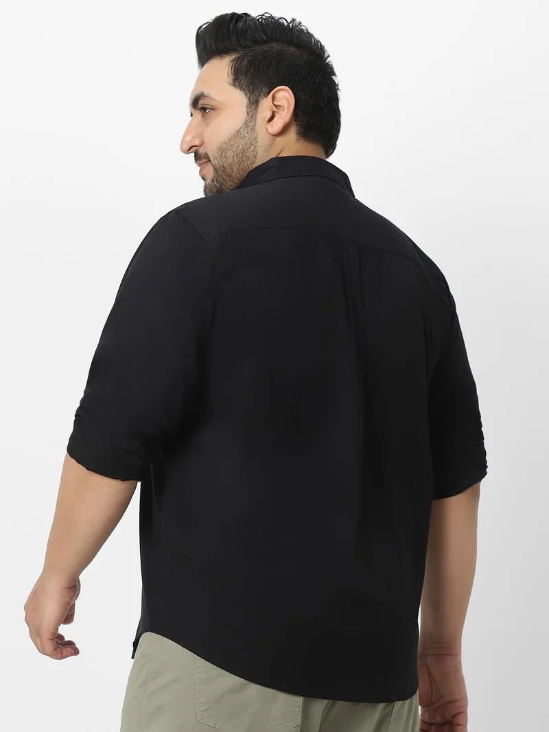 Urbano Fashion  Urbano Plus Men's Black Cotton Full Sleeve Regular Fit Casual Solid Shirt  | Best Price UAE