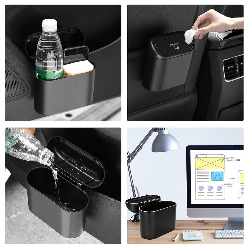 Wontolf Car Trash Can Bin with Lid and 60 Pieces Trash Bags - Image 2