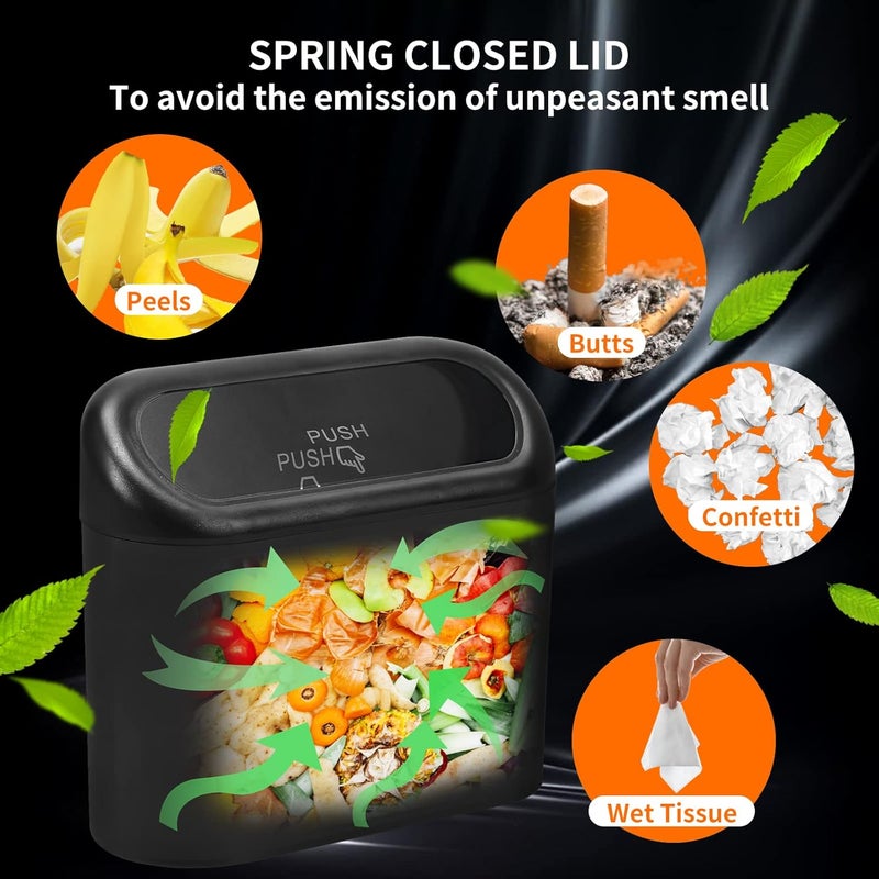 Wontolf Car Trash Can Bin with Lid and 60 Pieces Trash Bags - Image 3
