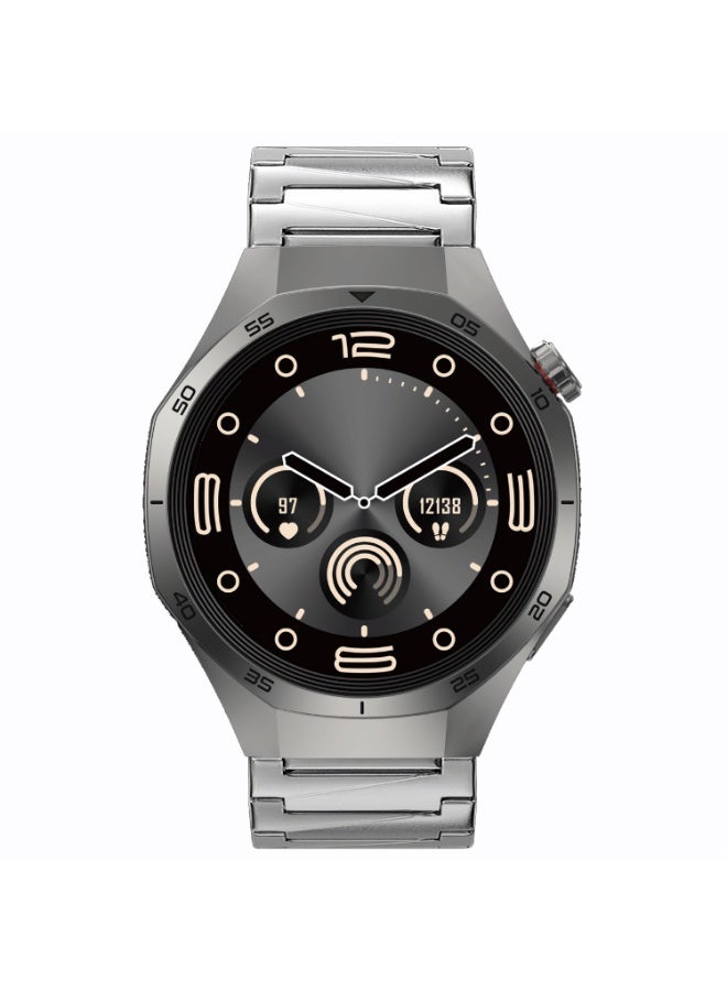 جي تاب ساعة ذكية G-Tab GTR5 بشاشة AMOLED مقاس 1.43 بوصة مع كابل شحن مغناطيسي مقاوم للماء حتى 3 ATM، مصممة للسيدات والرجال، باللون الفضي - Image 2