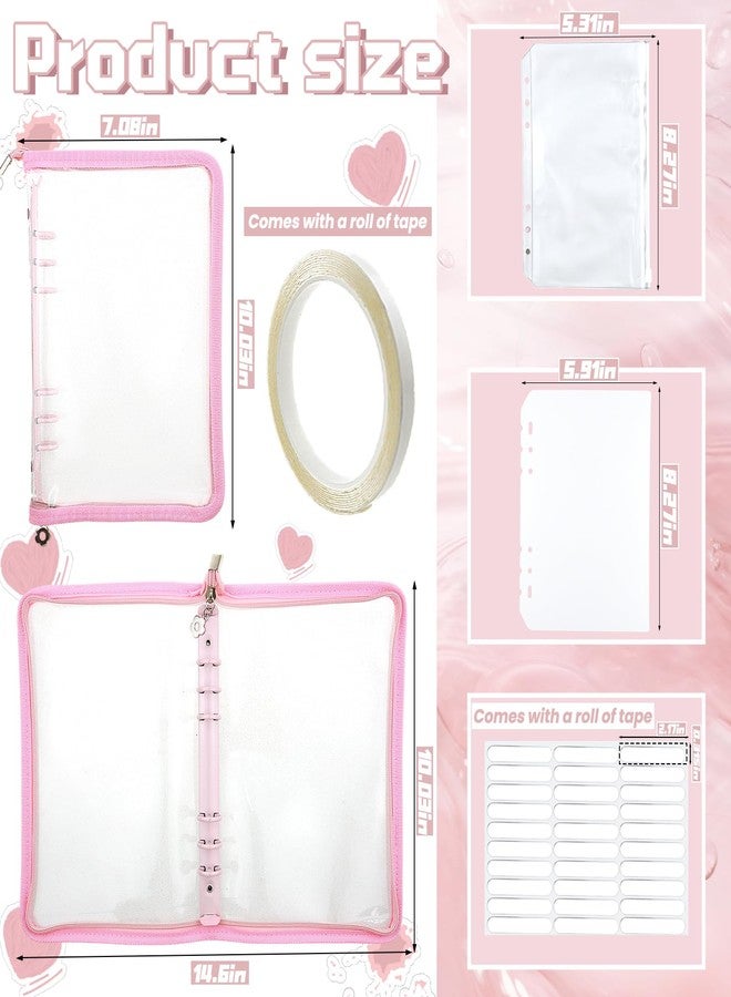 Ceoyiler Press On Nail Storage Organizer with 4 Insert Pages - A5 Size Portable False Nail Storage Box for Collecting and Organizing Tips with Tape and Zipper Pocket (Pink) - Image 2