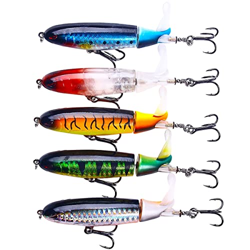 HENGJIA Fishing Lure for Bass, Whopper Lure Plopper Lures Kit for Bass Trout, Topwater Lures with Floating Rotating Tail for Freshwater Saltwater - Image 5
