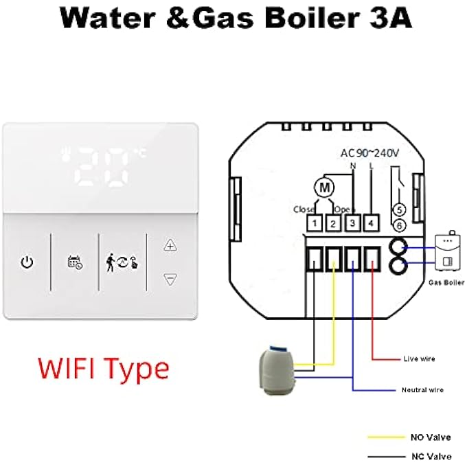 PROGRAMMABLE SMART THERMOSTAT GAS BOILER/ELECTRIC FLOOR HEATING TEMPERATURE CONTROLLER WIFI VOICE APP CONNECT (WHITE GAS BOILER HEATING) - Image 3