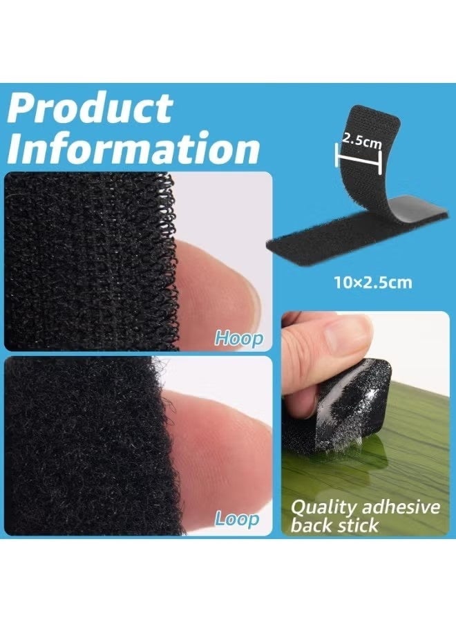 2.5×10cm Hook and Loop Strips With Adhesive - 48 Sets, Double-Sided Strong Back Adhesive Fastener for Home or Office Use - Instead of Holes and Screws (Black) - Image 4