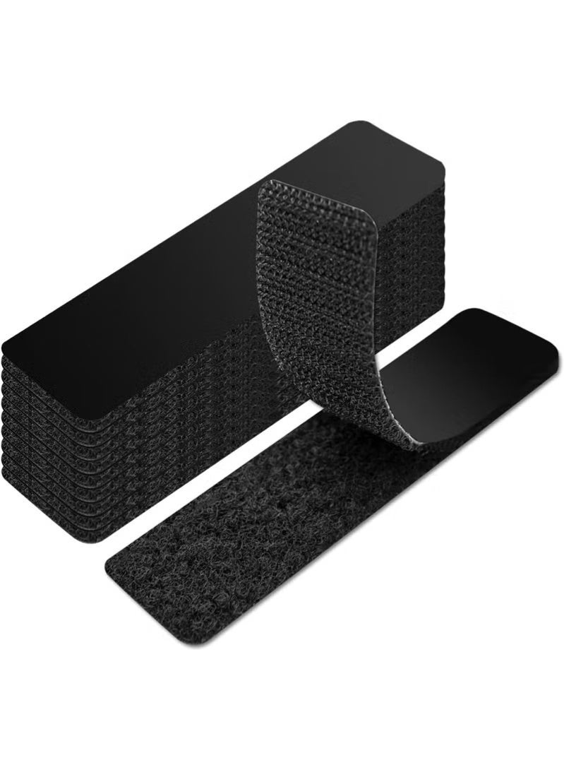 2.5×10cm Hook and Loop Strips With Adhesive - 48 Sets, Double-Sided Strong Back Adhesive Fastener for Home or Office Use - Instead of Holes and Screws (Black) - Image 1
