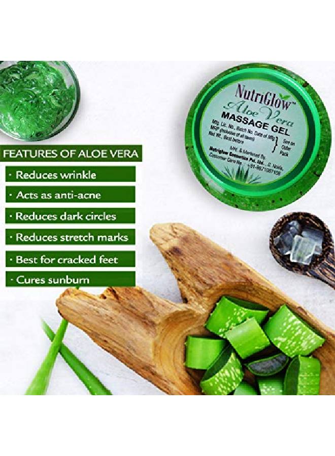 NUTRIGLOW Aloe Vera Gel Great For Face Hair Acne Sunburn Bug Bites Rashes Glowing and Radiant Skin Hydrating Gel Relieves Itchy & Irritated Skin Non Sticky 100gm Each Pack of 3 - Image 4
