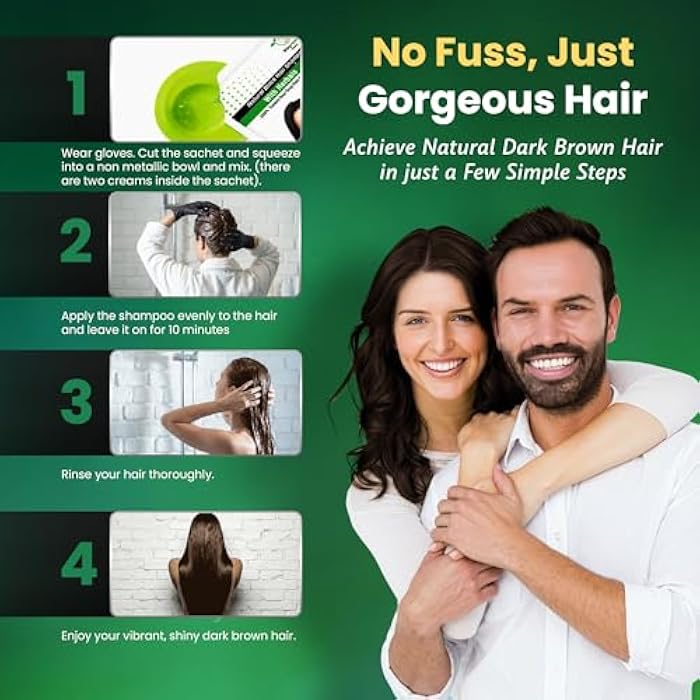 BIOGREEN ROOTS Ammonia-Free Herbal Hair Shampoo - Covers Gray Hair for Men & Women - Natural Color & Nourishment - No Skin Stains - Dark Brown (20 sachets x 25 ml) - Image 5