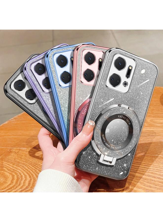 اس-توب جراب لهاتف Honor X7a، جراب دائري من مادة TPU بحامل لامع متدرج مطلي - Image 2