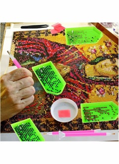 Y&D 24 Pieces Diamond Painting Accessories Kit Including 6 Stitch Pen, 2 Tweezers, 10 Glue, 5 Plastic Tray and 1 Piece Embroidery Box  - Image 2