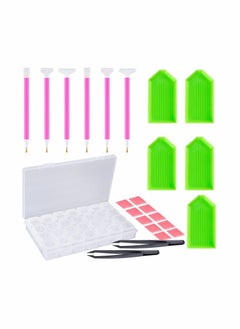 Y&D 24 Pieces Diamond Painting Accessories Kit Including 6 Stitch Pen, 2 Tweezers, 10 Glue, 5 Plastic Tray and 1 Piece Embroidery Box  - Image 1