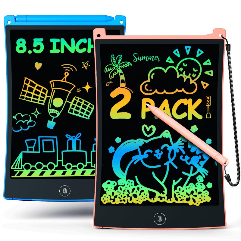 bravokids 2 Pack LCD Writing Tablet with Stylus, 8.5 inch Colorful Doodle Board Drawing Pad for Kids, Travel Games Activity Learning Toys, Birthday Gift for Age 3 4 5 6 7 8 Year Old Boys Girls - Image 1