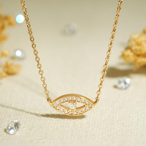 BENEIGE Gold Necklace for Women Dainty 14K Gold Plated Evil Eye Necklace Handmade Everyday Necklace for Women Minimalist Jewelry - Image 5