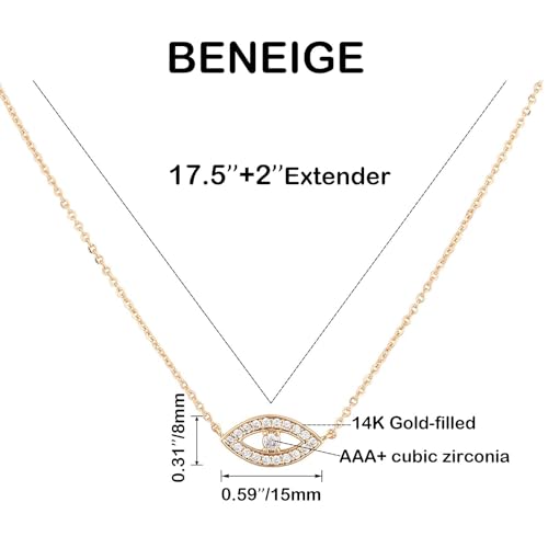BENEIGE Gold Necklace for Women Dainty 14K Gold Plated Evil Eye Necklace Handmade Everyday Necklace for Women Minimalist Jewelry - Image 4