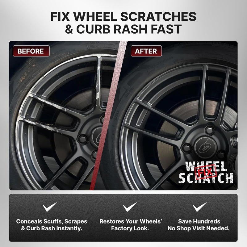 Wheel Scratch Fix ® Grey Magic Car Scratch Remover Pen - Alloy Wheel Touch Up Paint Pen for Cars, Curb Rash Removal with Fast-Drying & Long-Lasting OEM Finish, Vehicles Rim Repair Paint for Chip (Anthracite (Pen Only)) - Image 2