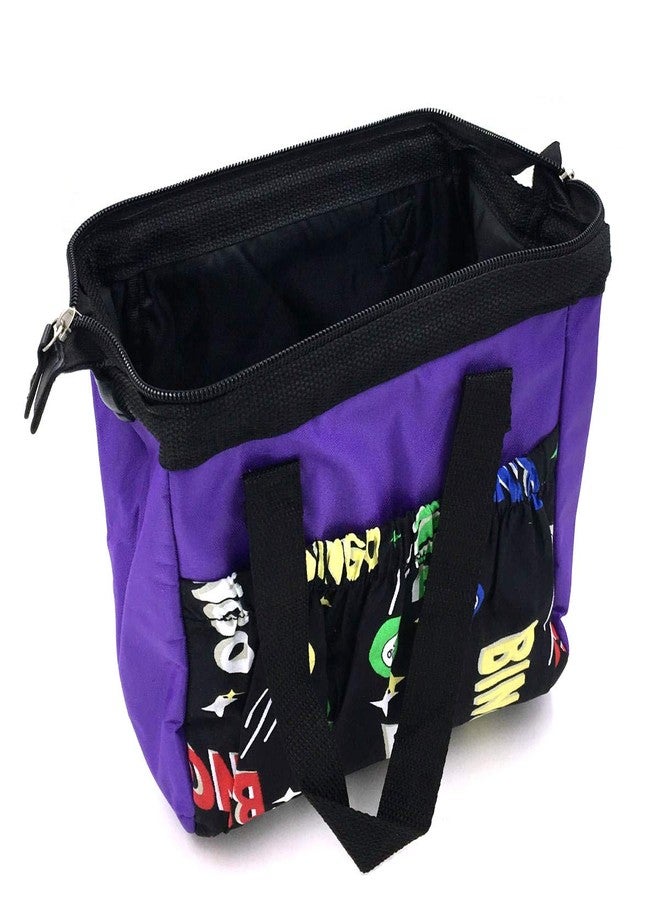 Tapp Collections Bingo Dauber 6 Pockets Tote Bag - Space Ball Design/Purple - Image 1