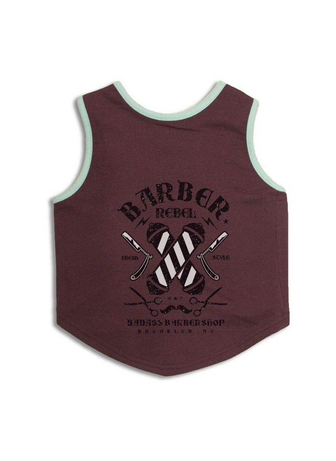 rusepin - Barber Rebel II Printed Sleeveless Pet Sweatshirt Tank T-Shirt/Tees for Dogs/Medium (Chubby Pugs, Beagle etc.) - Image 1
