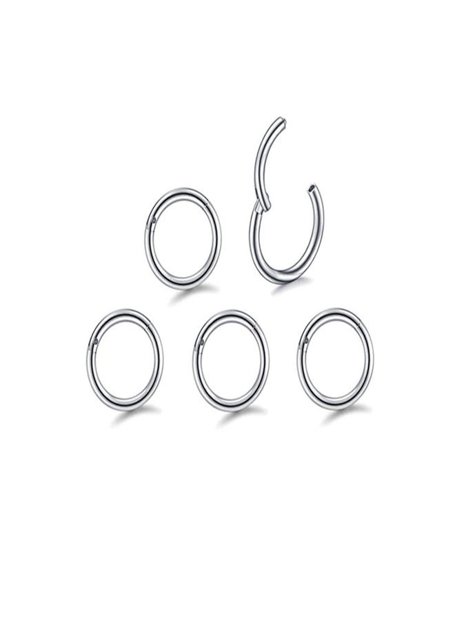 HQLA 5Pcs 16G 18G Surgical Steel Nose Rings Hoop Tragus Septum Cartilage Hoop Earrings For Women Men Body Piercing Jewelry Kit Bar Length 6mm/8mm/10mm/12mm/14mm, Metal, cubic-zirconia - Image 1
