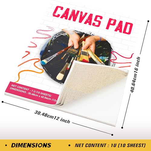 True Flair 100% Cotton Canvas Pad for Painting, 10 Sheets Pure White, Best for Acrylic & Oil Painting (12 x 16 inch) - Image 5